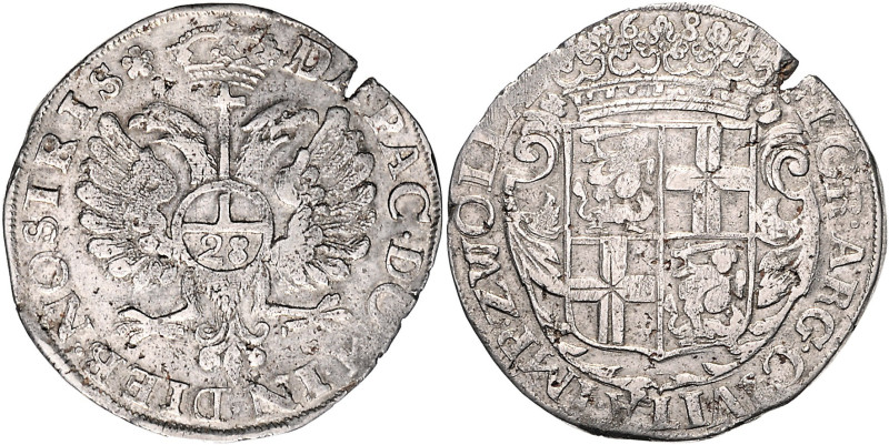 Niederlande-Zwolle, Provinz. 
Gulden zu 28 Stuiver 1684, 19,26 g. Delmonte&nbsp...