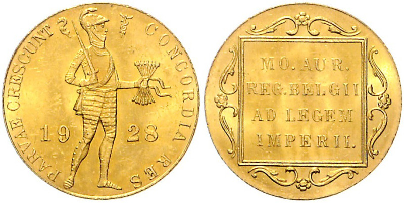 Niederlande-Königreich. 
Wilhelmina 1890-1948. Dukat 1928, Utrecht, 3,50 g, GOL...