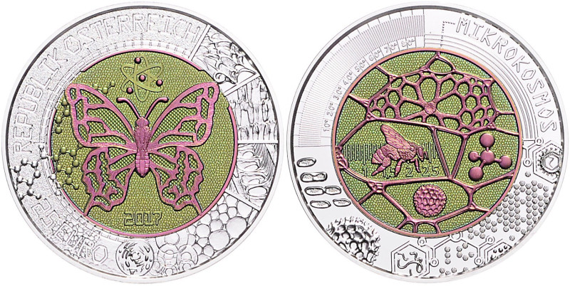 Österreich. 
Zweite Republik seit 1945. 25 Euro 2017, Silber/Niob, Mikrokosmos....