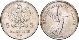 Polen. 
Zweite Republik 1918-1939. 5 Zlotych 1928, Nike, Silber. Par.&nbsp;114a, Schön&nbsp;17. . 

ss