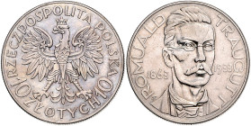 Polen. 
Zweite Republik 1918-1939. 10 Zlotych 1933, Silber, R. Traugutt. Par.&nbsp;122, Schön&nbsp;23. . 

ss/f. vz