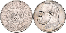 Polen. 
Zweite Republik 1918-1939. 5 u. 10 Zlotych 1934, Silber, Schützenadler. Par.&nbsp;117&nbsp;u.&nbsp;123, Schön&nbsp;24&nbsp;u.&nbsp;25. zus. 2...