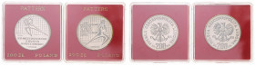 Polen. 
Volksrepublik. Zwei 200 Zl.-Proben 1982, Silber, Fußball-WM in Spanien, Torwart nach links u. Torwart nach rechts. Par.&nbsp;P&nbsp;439/440, ...