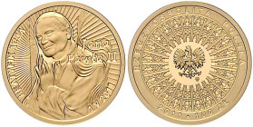 Polen. 
Dritte Republik seit 1989. 100 Zl. 2011, GOLD (8,0 g 900 f.), Seligsprechung Johannes Pauls II. Par.&nbsp;1226, Fi.&nbsp;KZ(100)&nbsp;033. Au...