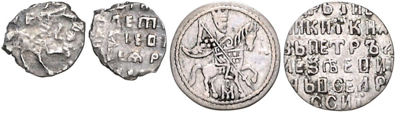 Russland. 
Peter I. der Große 1689-1725. Denga o.J., reitender Zar mit Säbel/Sc...