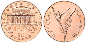 Russland. 
RSFSR/UdSSR 1917-1991. 10 Rubel 1991, GOLD (2,66 g 585 f.), Russisches Ballett. Par.&nbsp;244, KM&nbsp;285, Fb.&nbsp;B10. Aufl. nur 6.000 ...