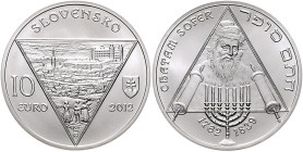 Slowakei. 
Slowakische Rep. seit 1993. 10 Euro 2012, Silber, 250. Geburtstag von Chatam Sofer. Nov.&nbsp;SKSb.12, KM&nbsp;123. in Orig.-Kapsel, R.. ...