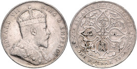 Straits Settlements. 
Brit. Kronkolonie. Edward VII. 1901-1910. 1 Dollar 1908, Silber. Schön&nbsp;23, KM&nbsp;26. . 

ss