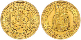Tschechoslowakei/Tschechien. 
Erste Republik 1918-1939. Dukat 1931, Kremnitz, GOLD, 3,49 g. Nov.&nbsp;16, KM&nbsp;8, Fb.&nbsp;2. mehrwertsteuerbefrei...