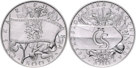 Tschechoslowakei/Tschechien. 
Tschechische Rep. seit 1993. 500 Kronen 2016, Silber, 100 Jahre Gründung des Tschechoslowakischen Nationalrates, Nov. M...