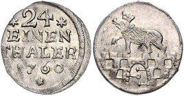 Anhalt/-Bernburg. 
Victor Friedrich 1721-1765. 1/24 Taler 1760, Harzgerode oder Bernburg, Kriegsgeld. Mann&nbsp;649. . 

ss-vz