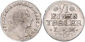 Anhalt/-Bernburg. 
Victor Friedrich 1721-1765. 1/6 Taler 1760, Harzgerode oder Bernburg, Kriegsgeld. Schön&nbsp;55. . 

kl. Sf, fast vz