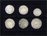 Böhmen. 
Lots. 5 Stück Prager Groschen, von: Wenzel II. (beschnitten), Johann v. Luxemburg (zwei St., davon einer beschnitten), Karl I. (IV.) und Wla...
