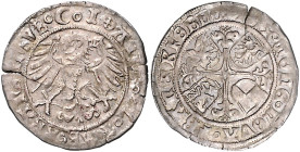 Brandenburg/-Preußen. 
Joachim I. 1499-1535. Groschen 1514, Frankfurt/Oder, 2,49 g. Bahrf.&nbsp;II/&nbsp;147. . 

kl. Schrötlingsriss, sonst ss-vz...
