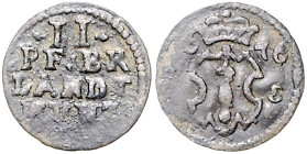 Brandenburg/-Preußen. 
Friedrich Wilhelm 1640-1688. II Pfennige 1676 CS, Berlin. Bahrf.&nbsp;III/&nbsp;322. . 

f. ss/ss