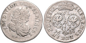 Brandenburg/-Preußen. 
Friedrich Wilhelm 1640-1688. VI Gröscher 1686 BA (Königsberg). v.&nbsp;Schrötter&nbsp;1845. . 

ss
