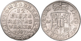 Brandenburg/-Preußen. 
Friedrich Wilhelm 1640-1688. 1/12 Taler 1687 LCS, Berlin, Wz. und Jz. zwischen Punkten, große Rosette in Umschrift. . 

winz...