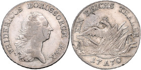 Brandenburg/-Preußen. 
Friedrich II. 1740-1786. Taler 1770 A, Waffengruppe rechts mit 6 Spitzen. Old.&nbsp;69d. . 

l. just., winz. Sf, ss