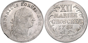 Brandenburg/-Preußen. 
Friedrich II. 1740-1786. XII Mariengroschen 1758, ohne Mzz. Stern, Kriegsgeld, Mzst. Leipzig (geprägt zwischen Februar und Jul...