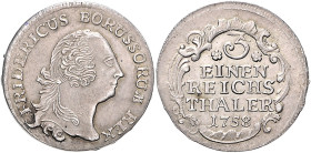 Brandenburg/-Preußen. 
Friedrich II. 1740-1786. 1/3 Taler 1758, Mzz. zwei große fünfblättrige Rosetten bei der Wertzahl, Kriegsgeld, Mzst. Leipzig (g...