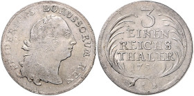 Brandenburg/-Preußen. 
Friedrich II. 1740-1786. 1/3 Taler 1758, unten Mzz. achtstrahliger Stern, Kriegsgeld, Mzst. Dresden (geprägt zwischen Februar ...