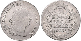 Brandenburg/-Preußen. 
Friedrich II. 1740-1786. 1/3 Taler 1759, Mzz. zwei sechsstrahlige Sterne bei der Wertzahl, Kriegsgeld, Mzst. Dresden (geprägt ...