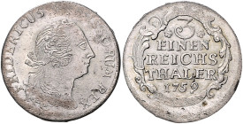 Brandenburg/-Preußen. 
Friedrich II. 1740-1786. 1/3 Taler 1759, Mzz. zwei fünfblättrige Rosetten bei der Wertzahl, Kriegsgeld, Mzst. Leipzig (geprägt...