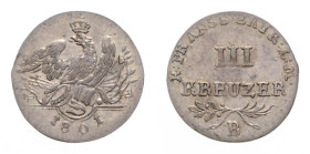 Brandenburg/-Preußen. 
Friedrich Wilhelm III. 1797-1840. III Kreuzer 1801 B, Bayreuth, für Ansbach-Bayreuth. Old.&nbsp;161a, AKS&nbsp;145. . 

ss-v...