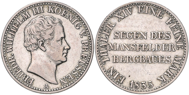 Brandenburg/-Preußen. 
Friedrich Wilhelm III. 1797-1840. Ausbeutetaler 1835 A. ...