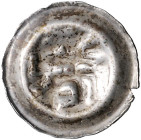 Braunschweig, Stadt. 
Brakteat, Mitte 14. Jahrhundert, 0,80 g, Löwe n. li. über Helm, Denicke 332, Slg. Bonhoff 419, Friedensburg 819. selten.. 

f...