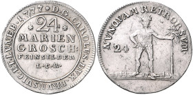 Braunschweig/-Lüneb., neue Linie Wolfenbüttel. 
Carl I. 1735-1780. 24 Mariengroschen 1777 LCR, Wert/Wz. u. Wilder Mann. Welter&nbsp;2735. . 

kl. K...