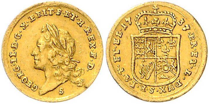 Braunschweig/-Lüneb., neue Linie L.-Hannover. 
Georg II. 1727-1760. 1/2 Dukat 1...