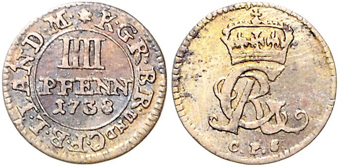 Braunschweig/-Lüneb., neue Linie L.-Hannover. 
Georg II. 1727-1760. IIII Pfenni...