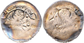 Halberstadt, Bistum. 
Rudolf I. von Schladen 1136-1149. Dünnpfennig, Halberstadt, der Hl. Stephan, gesteinigt n. re. zusammenbrechend, i. F. Steine, ...