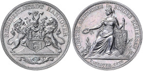 Hannover, Stadt. 
Feinsilbermedaille (Talergröße) 1872, Viertes Deutsches Bundesschießen. Jaeger&nbsp;100&nbsp;IV., Thun&nbsp;179, Kahnt&nbsp;246. Au...