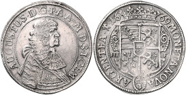 Magdeburg, Erzbistum. 
August von Sachsen-Weißenfels 1638-1680. 2/3 Taler 1669 HHF (Hans Heinrich Friese), Halle, Umschriften mit Seilrand. v.&nbsp;S...