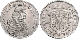 Magdeburg, Erzbistum. 
August von Sachsen-Weißenfels 1638-1680. 2/3 Taler 1669 HHF (Hans Heinrich Friese), Halle, Umschriften ohne Seilrand. v.&nbsp;...