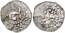 Niederelbegebiet, unbekannte Münzstätten. 
Anonym. Mitte 11. Jahrhundert. Denar, 0,52 g, Monogramm aus "C" u. "H"/Kreuz, in den Winkeln V-C-H-I. Jess...