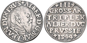 Preußen, Herzogtum. 
Albrecht von Brandenburg 1525-1569. III Gröscher 1544, kurzer Bart. Neumann&nbsp;44, Schulten&nbsp;2809. . 

ss