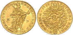 Röm. Dt. Reich/-Österreich. 
Karl VI. 1711-1740. Dukat 1738 K-B, Kremnitz, für Ungarn, GOLD, 3,47 g. Herinek&nbsp;165, Huszár&nbsp;1586&nbsp;(R7), Fb...