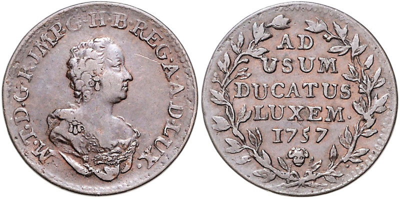 Röm. Dt. Reich/-Österreich. 
Maria Theresia 1740-1780. 2 Liards 1757, Brüssel, ...
