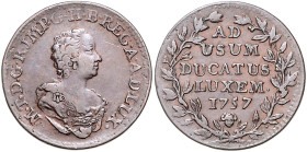 Röm. Dt. Reich/-Österreich. 
Maria Theresia 1740-1780. 2 Liards 1757, Brüssel, für Luxemburg. Her.&nbsp;2061, Eyp.&nbsp;435. . 

ss