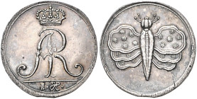 Sachsen/-Albertinische Linie (Kurlinie ab 1547). 
Friedrich August I. 1694-1733. Groschen o.J. (1708-1710), Dresden, sog. Schmetterlingsgroschen, bek...