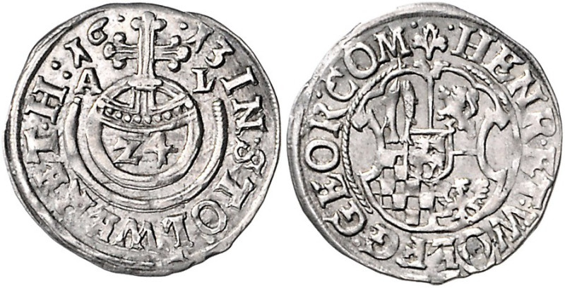 Stolberg/-Stolberg. 
Heinrich XII. und Wolfgang Georg 1612-1615. 1/24 Taler 161...