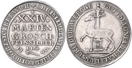 Stolberg/-Stolberg und Stolberg-Rossla. 
Christoph Ludwig und Friedrich Botho 1739-1761. XXIV Mariengroschen 1740 JJG, Mzst. Stolberg/Saigerturm, Aus...