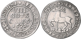 Stolberg/-Wernigerode. 
Heinrich Ernst 1638-1672. VIII Gute Groschen 1671 JB, Mzst. Wernigerode. Friederich&nbsp;1215. . 

ss
