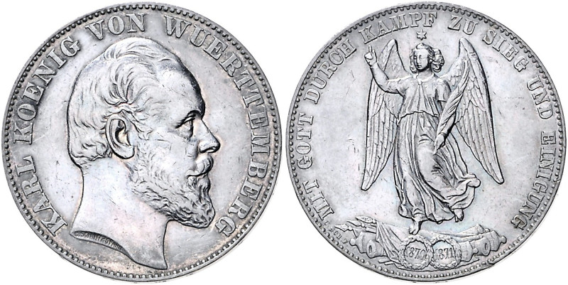 Württemberg. 
Karl 1864-1891. Siegestaler 1871. Jaeger&nbsp;86, AKS&nbsp;132, K...