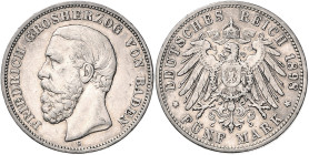 Baden. 
Friedrich I. 1856-1907. 5 Mark 1898 G. Jaeger&nbsp;29. . 

ss