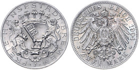 Bremen. 
2 Mark 1904. Jaeger&nbsp;59. . 

dunkle Tönung, vz-stfr