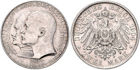 Hessen. 
Ernst Ludwig 1892-1918. 2 Mark 1904, 400. Geburtstag Philipps des Großmütigen. Jaeger&nbsp;74. . 

Vs. feine Kratzer, ss-vz/vz